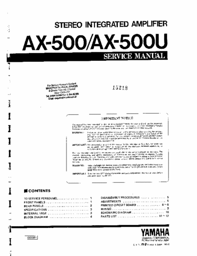 Yamaha AX-500 Manual services